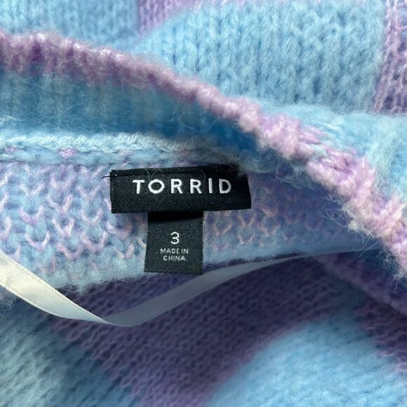Torrid Cardigan‎ Sweater Womens 3X Blue Pink Camille Check Summer Song Preppy - Picture 6 of 11